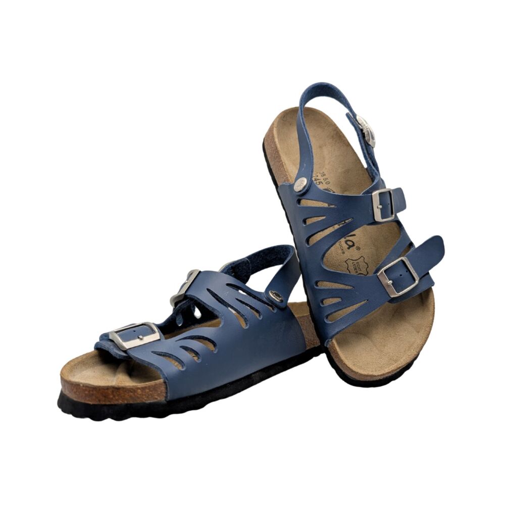 Betula by Birkenstock Navy Cut-Out Buckle Sandals Size Women 7